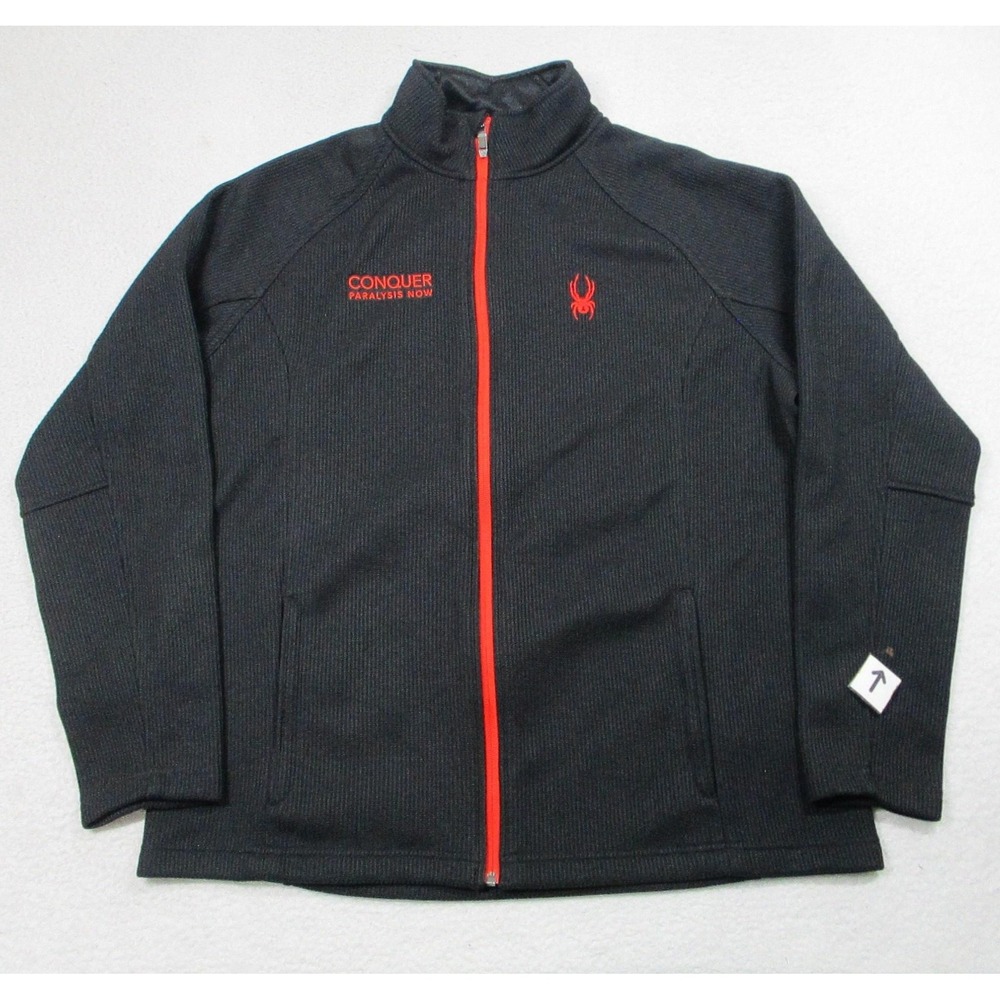 Spyder Core Sweater Jacket Mens‎ XL Black Red Full Zip Fleece Embroidered Logo